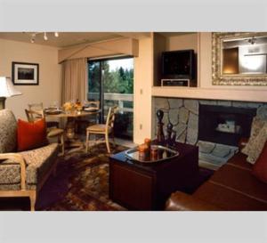 斯德特萊恩的住宿－金斯伯里路口公寓式酒店，带沙发和壁炉的客厅
