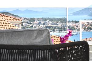 a stuffed animal sitting on a chair in front of a window at Dubrovnik Icy Guest House in Dubrovnik