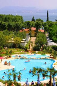 eine Gruppe von Personen in einem großen Schwimmbad in der Unterkunft Apartments in Peschiera del Garda 22109 in Peschiera del Garda