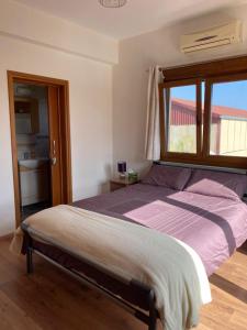 a bedroom with a large bed with a window at EPISKOPI VILLA, Luxury 4 Bedroom with Pool - Limassol in Limassol