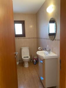 a bathroom with a toilet and a sink and a mirror at EPISKOPI VILLA, Luxury 4 Bedroom with Pool - Limassol in Limassol