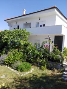 une maison blanche avec un jardin en face dans l'établissement Apartments in Razanac 35305, à Miočić