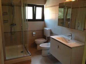 a bathroom with a toilet and a shower and a sink at Apartment in Punat - Insel Krk 13351 in Punat +12 photos