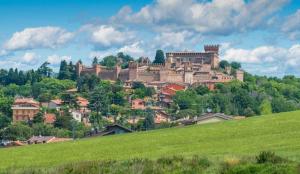 a town on a hill with a castle on it at Holiday home in Urbino - Marken 35804 in Urbino