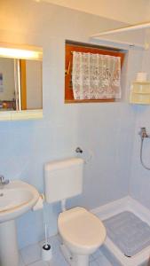 Łazienka z białą toaletą i umywalką w obiekcie Apartments in Dobrinj/Insel Krk 35141 w mieście Dobrinj
