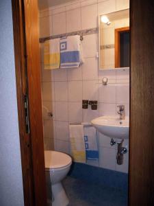 ein Bad mit einem WC und einem Waschbecken in der Unterkunft Apartment in Omisalj/Insel Krk 34661 in Omišalj