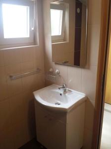 ein Bad mit einem Waschbecken und einem Spiegel in der Unterkunft Apartment in Banjole/Istrien 34141 in Banjole