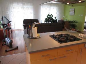 a kitchen with a stove top on a counter at Holiday home in Grizane 5170 in Grižane
