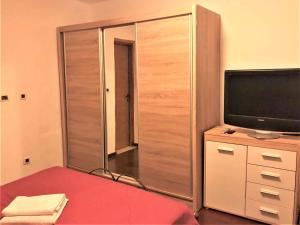 メドゥリンにあるApartments in Medulin/Istrien 26776のベッドルーム(テレビ付)、ドレッサー(鏡付)