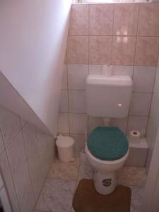 ザラカロシュにあるApartments in Zalakaros/Thermalbad 20689の小さなバスルーム(緑の椅子付きトイレ付)