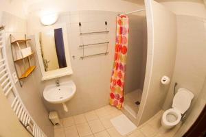 a small bathroom with a toilet and a sink at Holiday home Benecko - Riesengebirge 2230 in Benecko