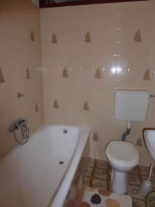 a bathroom with a white tub and a toilet at Apartment in Rab/Insel Rab 16489 in Palit