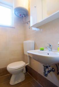 une salle de bains avec toilettes et lavabo dans l'établissement Apartment Bursic, à Pula 26 autres photos