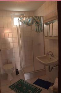 a small bathroom with a toilet and a sink at Apartments in Silo/Insel Krk 14530 in Šilo
