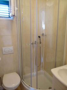 a bathroom with a shower with a toilet and a sink at Studio in Pag/Insel Pag 15956 in Stari Okić