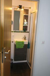 bagno con lavandino e asciugamano verde di Apartment Todtmoos 2 a Todtmoos