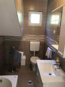 a small bathroom with a toilet and a sink at Apartment Kampor 3 in Kampor
