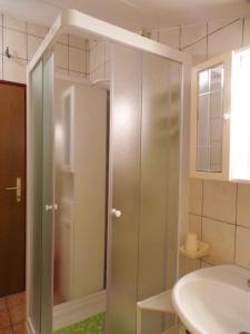 een badkamer met een douche en een wastafel bij Apartment Fazana 15 in Fažana