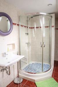 a bathroom with a shower with a sink at Apartment in Blankenstein 3167 in Blankenstein