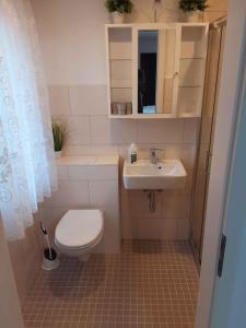 a bathroom with a toilet and a sink at Holiday home in Bergen auf Rügen 2852 in Bergen auf Rügen