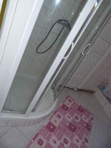 ein Bad mit einer Dusche und einem WC in der Unterkunft Holiday home Vrchlabi/Riesengebirge 2190 in Podhŭří