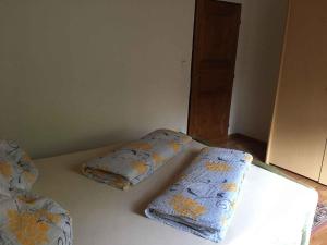 - 2 oreillers installés sur un lit dans une chambre dans l'établissement Apartment Harrachov 10, à Harrachov