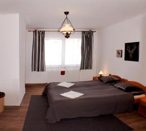 Un pat sau paturi într-o cameră la Súgó Panzió Madarasi Hargita