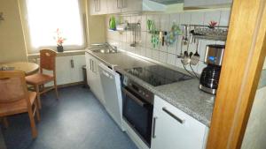 a kitchen with a sink and a stove top oven at Werner's Gästewohnung in Kraftsdorf