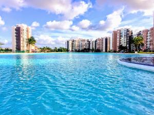 Bazén v ubytování Escape al Caribe con una vista impresionante en Pilarita's Dream Lagoons nebo v jeho okolí