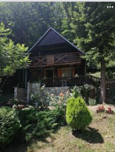 a small house in the middle of a garden at Vikendica Lenka in Sijarinska Banja