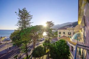a view of the ocean from a balcony of a building at Relais San Giacomo in Maiori
