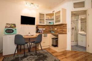 a kitchen with a table and chairs in a room at Seenaah auf der Insel Lindau Nr 8 in Lindau