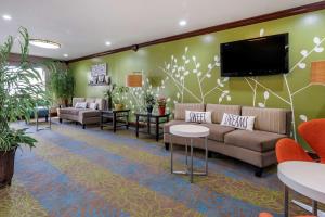 una sala de espera con sofás y TV de pantalla plana. en Sleep Inn & Suites Brunswick en Brunswick