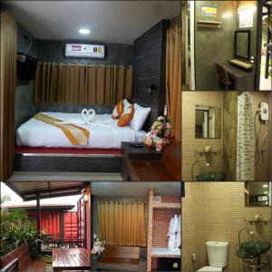 eine Collage mit Bildern eines Hotelzimmers in der Unterkunft Amazon Resort in Surat Thani
