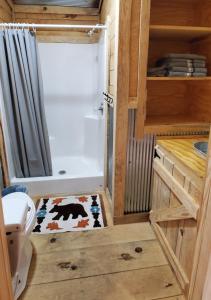 un piccolo bagno con doccia e servizi igienici di Stay In Current a Jadwin
