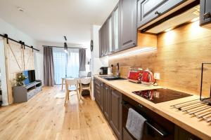 a kitchen with a sink and a counter top at LAGUNA Apartament Polanica Residence 32 in Polanica-Zdrój