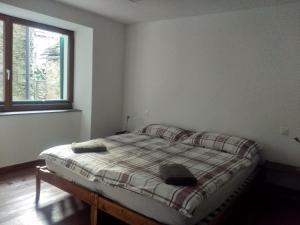 1 dormitorio con 1 cama en una habitación con ventana en Appartement "Luigi Loft", en Intragna
