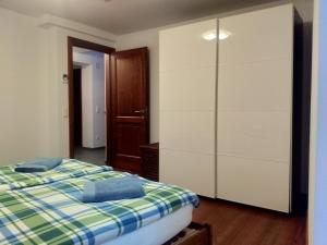 um quarto com uma cama e um grande armário em Appartement "Luigi Loft" em Intragna