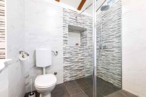 Un baño con inodoro y ducha de cristal. en Holiday home in Veli Losinj 40979, en Veli Lošinj 15 fotos más