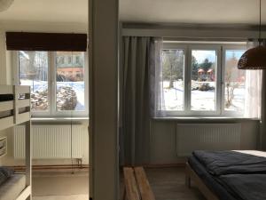 Postel nebo postele na pokoji v ubytování Apartmán Orlické Záhoří