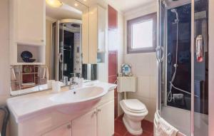 a bathroom with a sink and a toilet and a shower at Apartment in Koromacno - Istrien 33192 in Koromačno