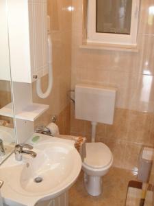 ein Badezimmer mit einem weißen WC und einem Waschbecken in der Unterkunft Studio Apartment in Mošćenička Draga with Sea View, Balcony, Air Conditioning, Wi-Fi (4772-2) in Mošćenička Draga
