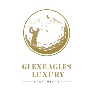 a man playing golf in a circle with a mountain in the background at Gleneagles Luxury Apartments in Auchterarder