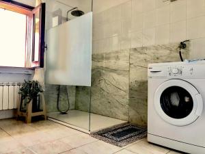 a washing machine in a bathroom with a shower at Casa La Vigna in Puntalazzo