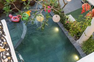 an overhead view of a swimming pool in a garden at Hoang Trinh Hotel in Hoi An