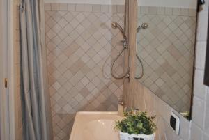 baño con ducha y lavabo con planta en Chic & Country, en Lecce