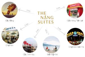 four circles with the names of the nine cities at The Nang Suites in Da Nang