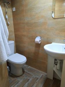 a bathroom with a toilet and a sink at Сьоме Небо in Lviv