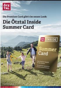 Un folleto para una tarjeta de verano con un hombre y una familia en Apart Hotel Arno, en Sölden