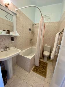 a bathroom with a sink and a tub and a toilet at El Gezira Hotel in Luxor